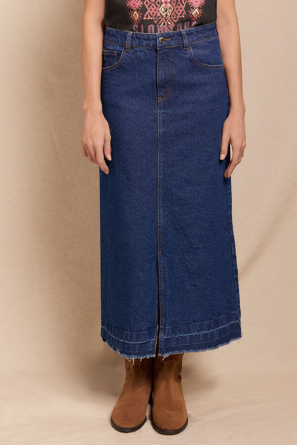 Slowlove Falda Larga Vaquera Azul