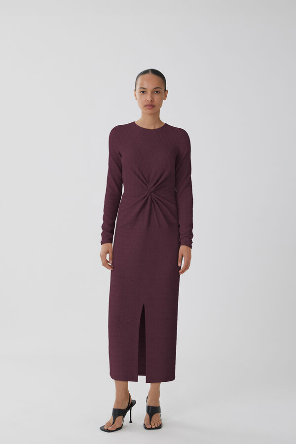 Vila Vestido midi manga larga Vino