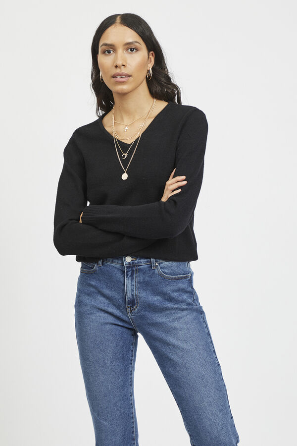 Vila Jersey b&aacute;sico de punto Negro