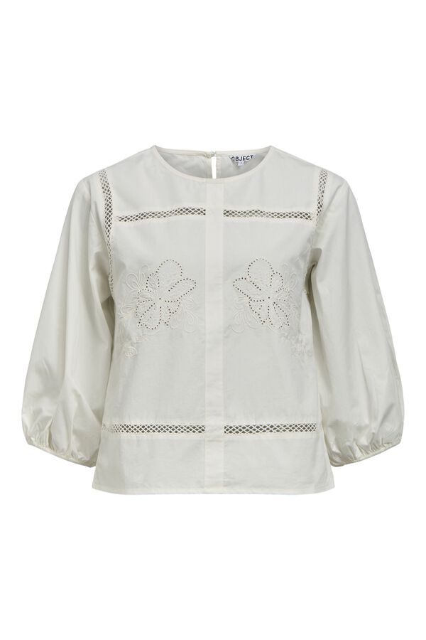 Object Blusa bordada algod&oacute;n Blanco