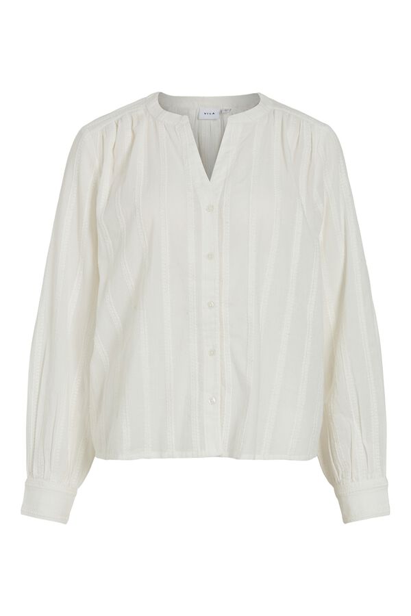 Vila Blusa de algod&oacute;n con bordados Blanco