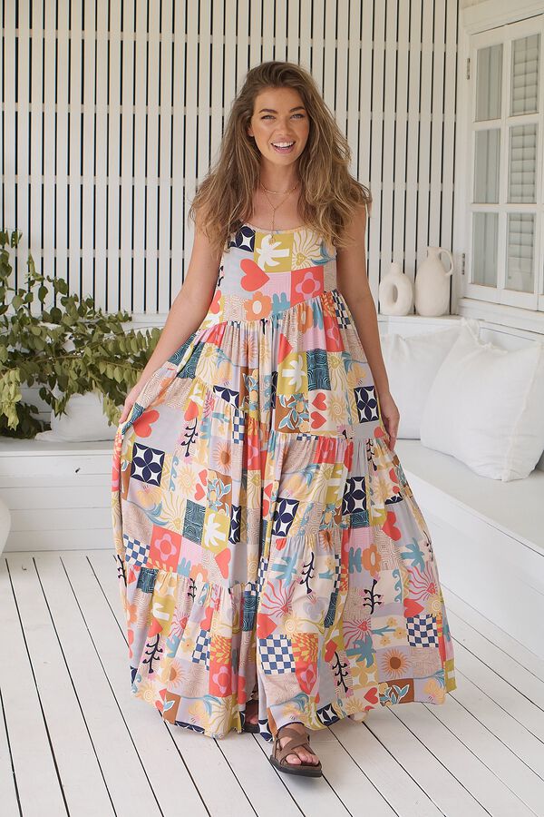 Jaase Vestido largo boho Estampado blanco