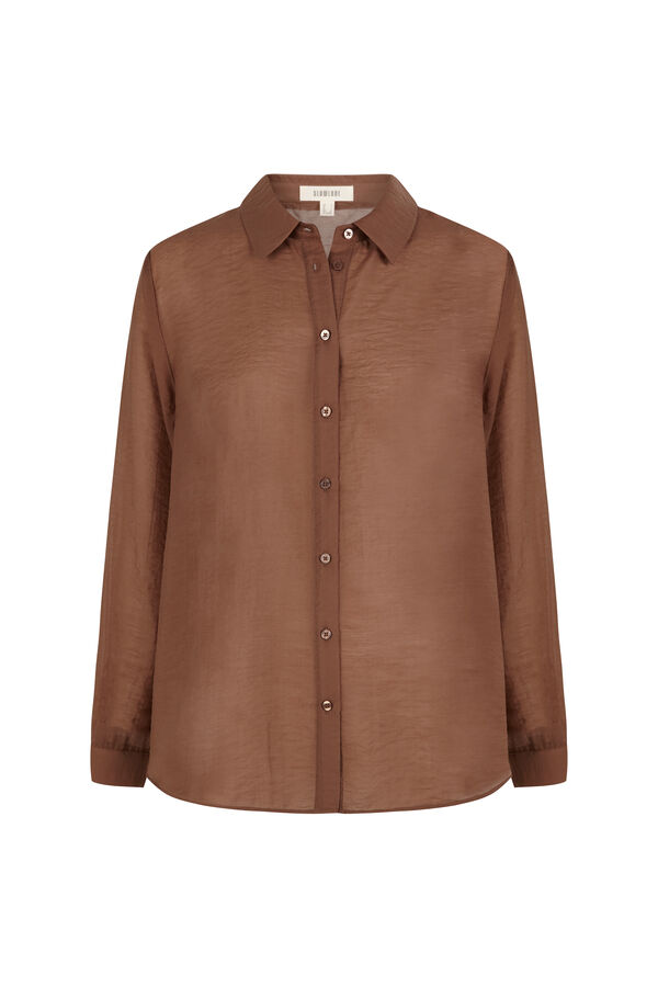 Slowlove Camisa organza Marr&oacute;n