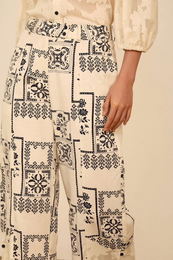 Meisie Pantal&oacute;n estampado bimateria Estampado blanco