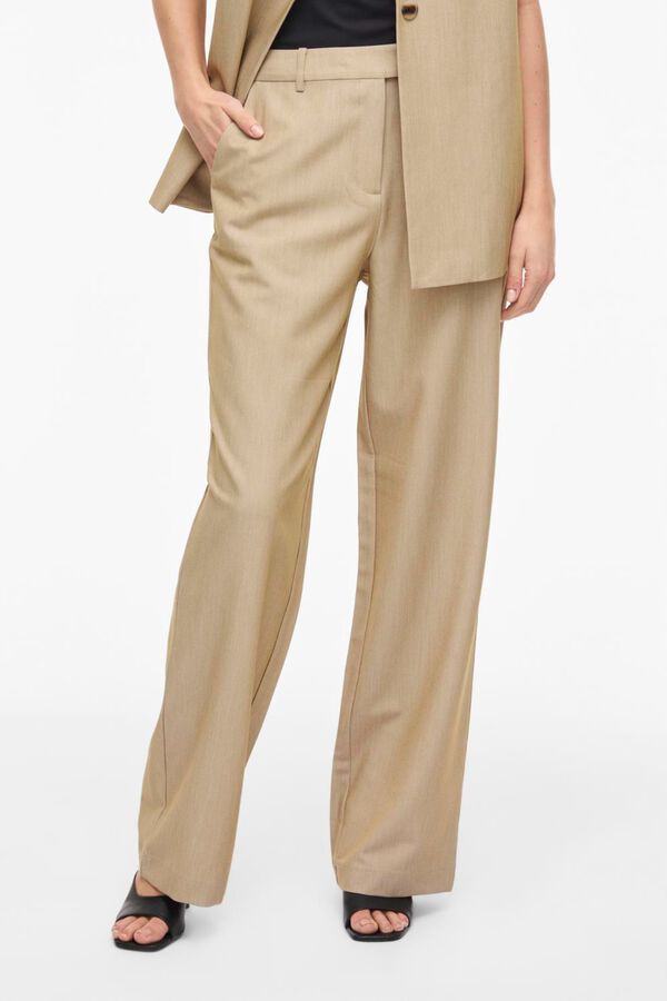 Vila Pantal&oacute;n de vestir largo con viscosa Beige