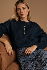 Pol&iacute;n Et Moi Jersey boton coraz&oacute;n Michelle Azul oscuro