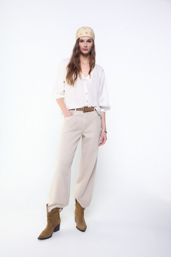 Slowlove Blusa plisada fluida Blanco