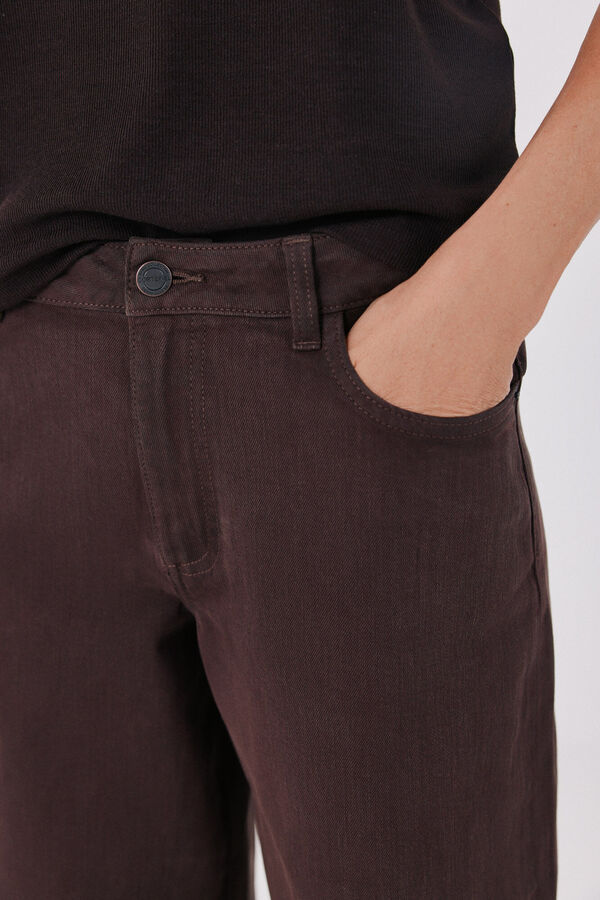 Cortefiel Jeans Wide Leg Marr&oacute;n oscuro