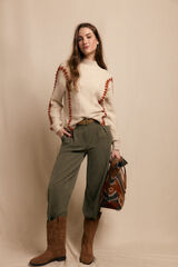 Slowlove Jersey bordado contraste Beige