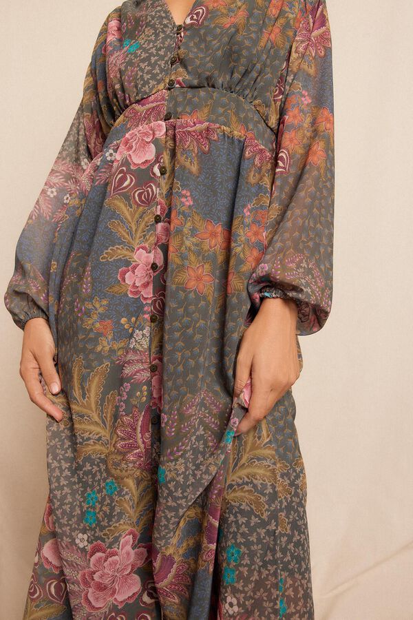 Slowlove Vestido largo estampado Estampado verde