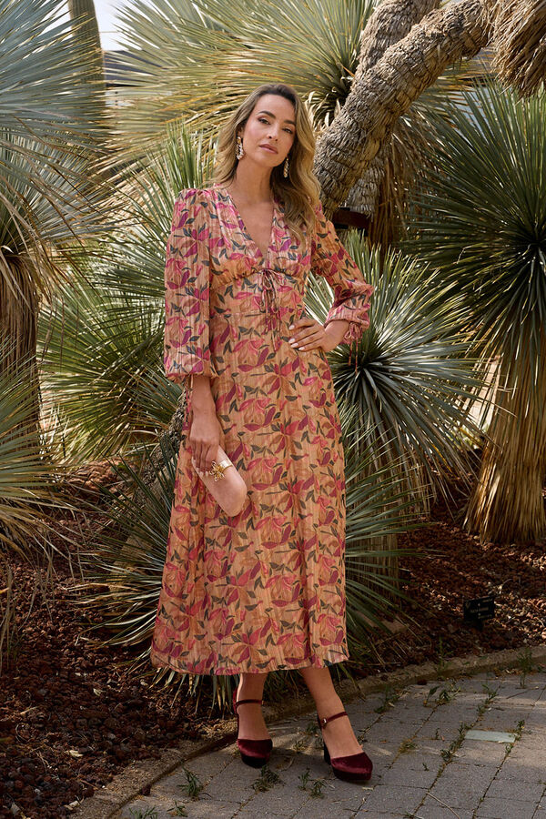 Pol&iacute;n Et Moi Vestido largo flores Beige