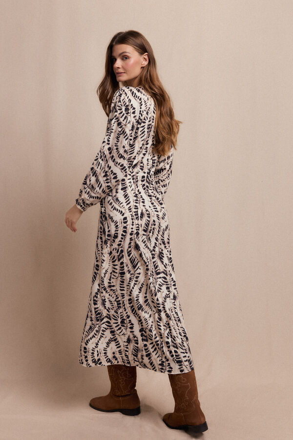 Slowlove Vestido estampado pliegue Marfil