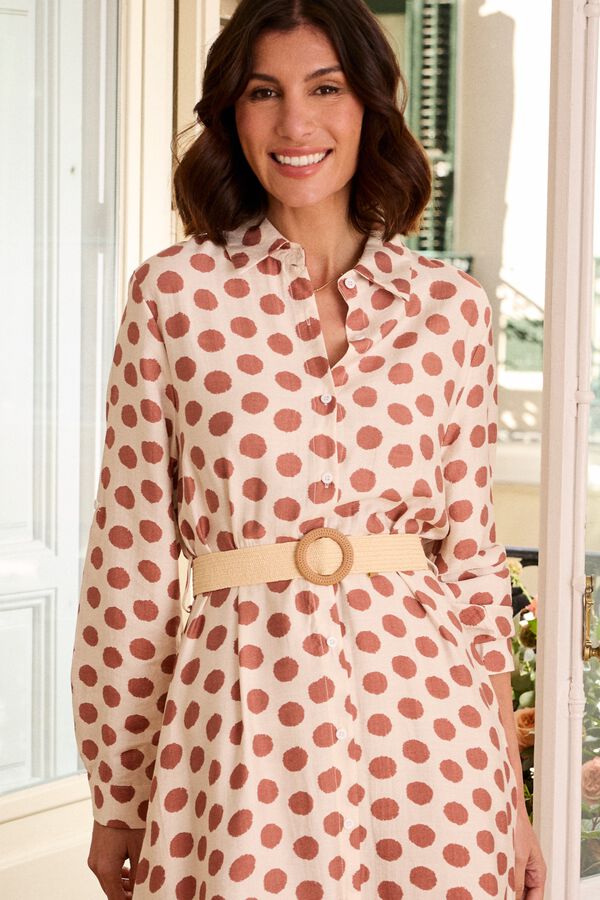 Pol&iacute;n Et Moi Vestido lunares Irati Estampado beige