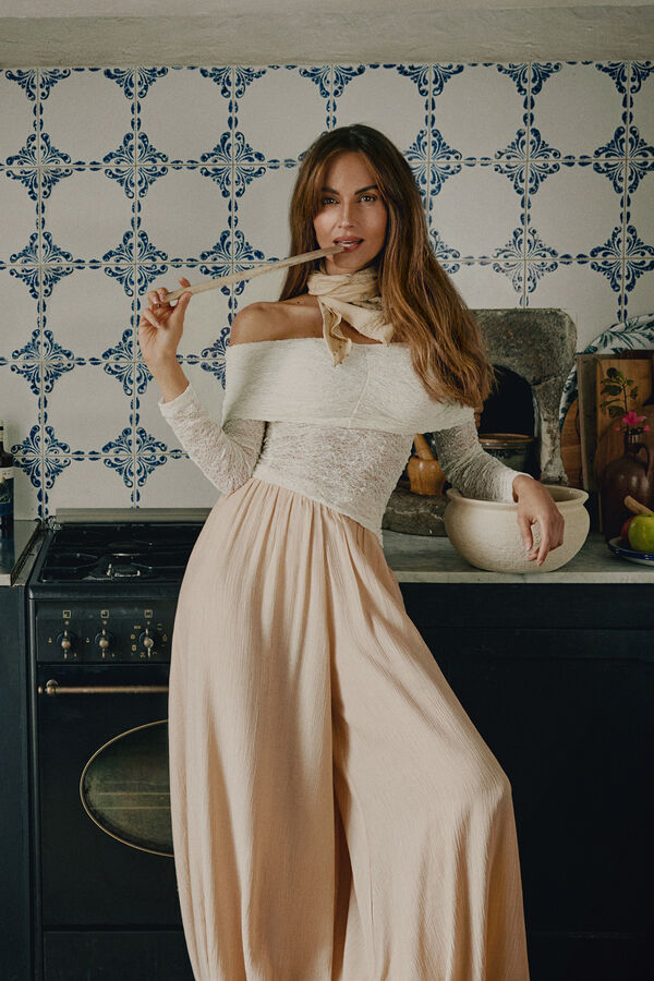 Slowlove Top descombrado lencero Marfil