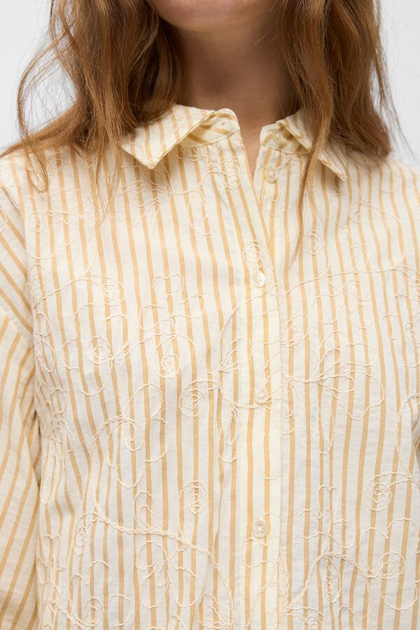 Object Camisa rayas bordados Beige
