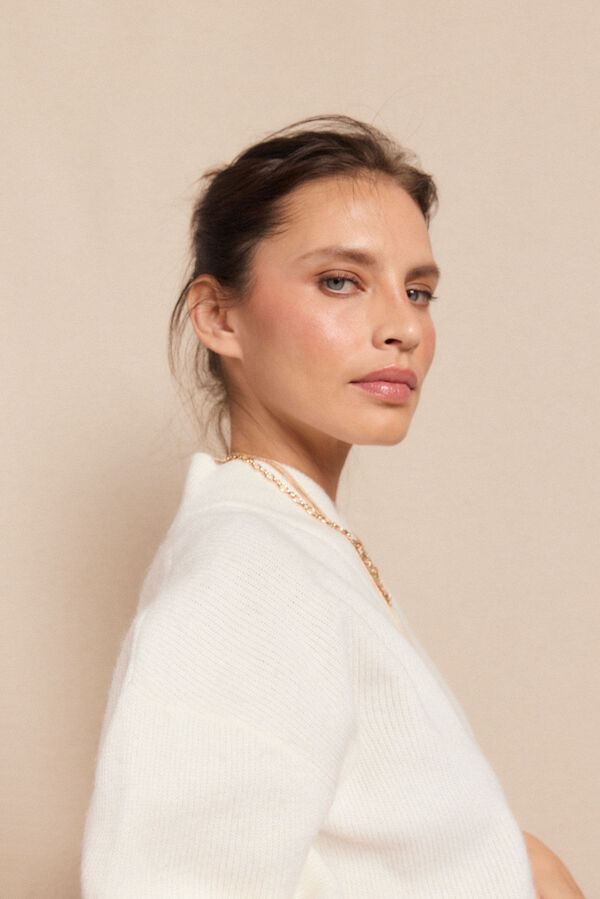 Slowlove Jersey perlado pico Marfil