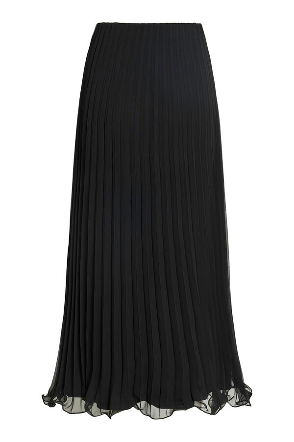 Vila Falda midi plisada de gasa Negro