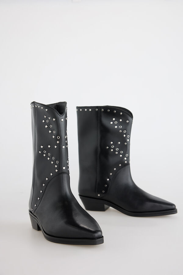Slowlove Bota piel tachas Negro