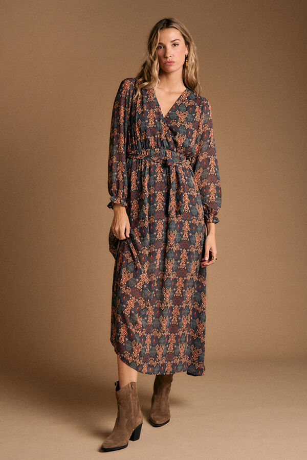 Pol&iacute;n Et Moi Vestido largo estampado esmeralda Multicolor