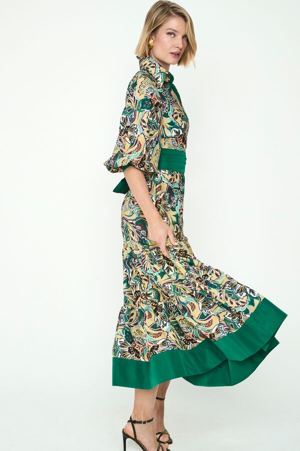 Panambi Vestido midi estampado Giana Estampado verde