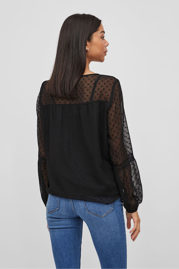 Vila Blusa manga larga plumeti Negro