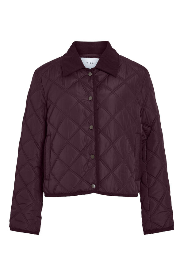 Vila Abrigo acolchado guateado con cuello de pana Granate