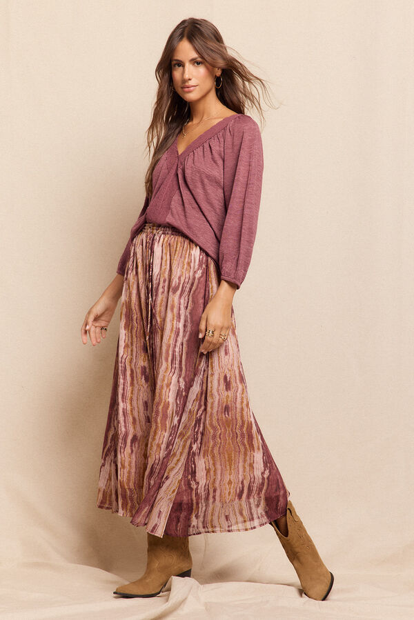 Slowlove Camiseta manga globo efecto r&uacute;stico Rosa