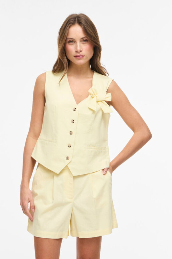 Vila Chaleco de vestir con lazada Amarillo