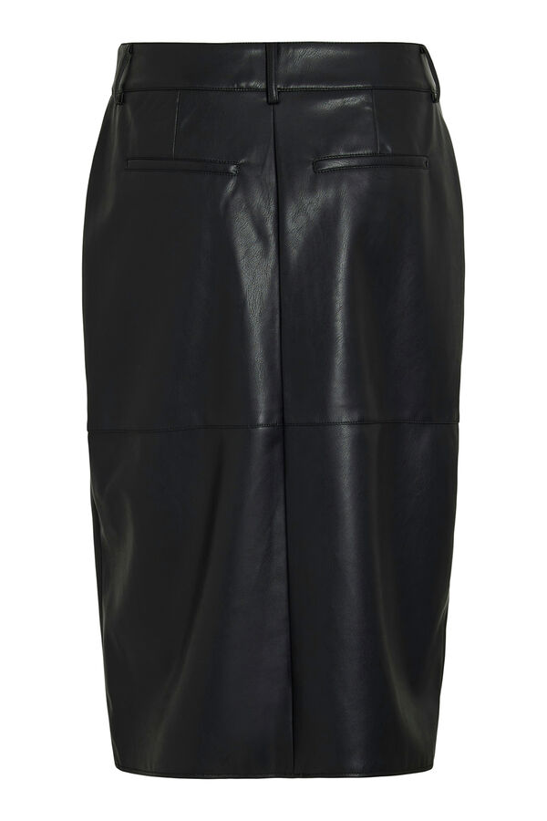 Vila Falda midi efecto piel Negro