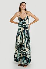 Vila Vestido largo de tirantes con viscosa Verde oscuro