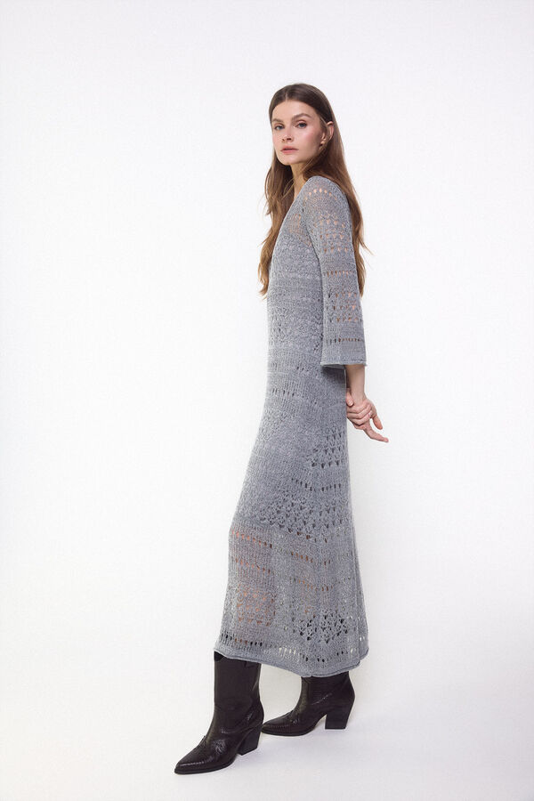 Slowlove Vestido punto calado Gris oscuro