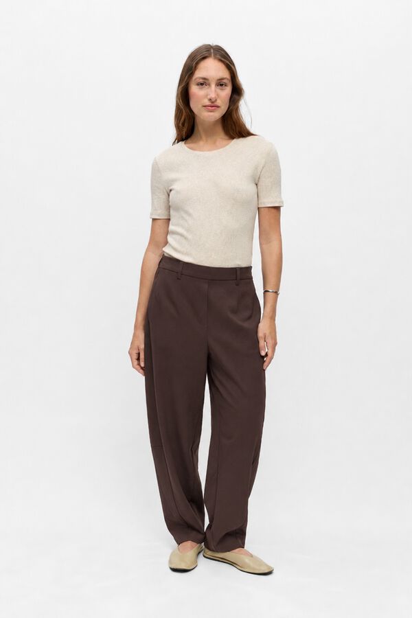Object Pantal&oacute;n de vestir corte barrell Marr&oacute;n oscuro