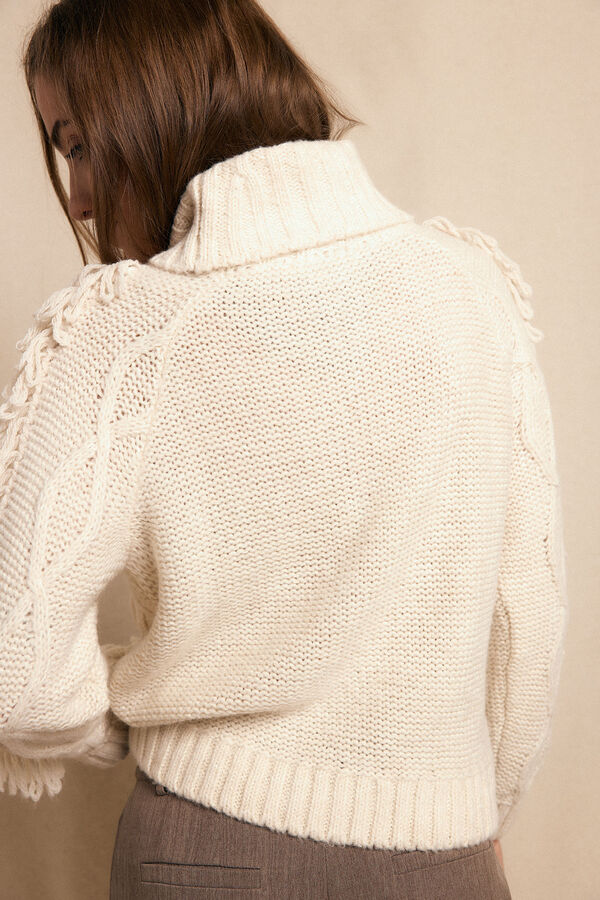 Slowlove Jersey aranes y flecos Marfil