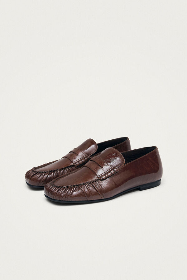 Alohas Mocasines de cuero Aven Patent Marr&oacute;n oscuro