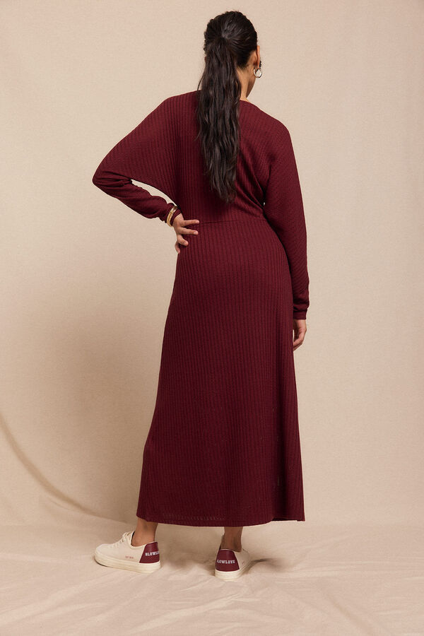 Slowlove Vestido estructura manga murciélago Granate