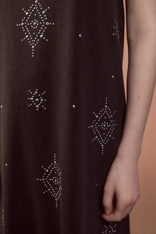 Slowlove Vestido tirantes tachas Negro