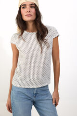 Slowlove Top manga corta crochet Estampado blanco