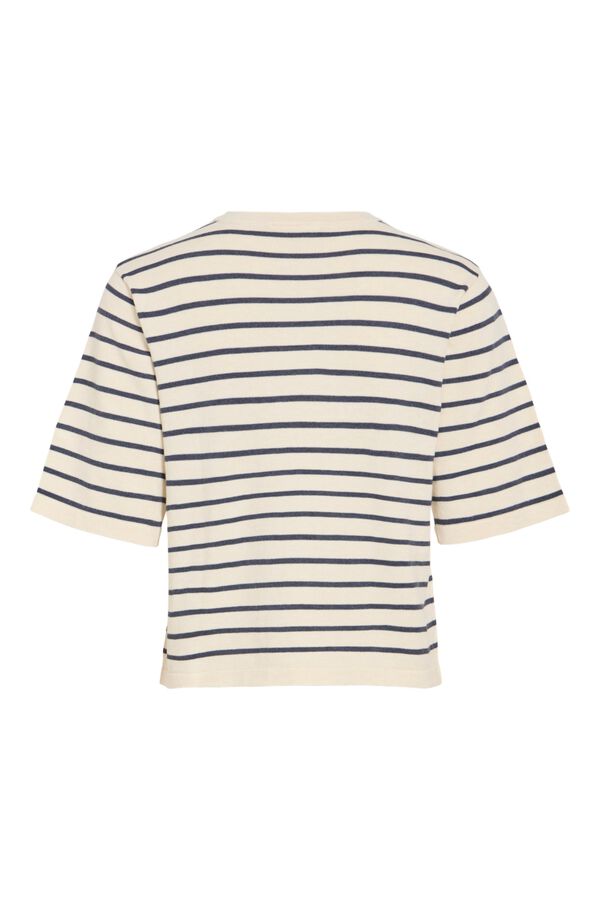 Vila Top de punto con manga corta 2/4 de viscosa Beige