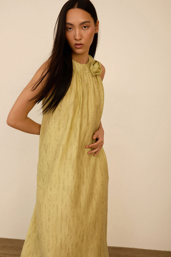 Meisie Vestido largo cuello halter Amarillo