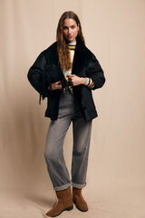 Slowlove Abrigo corto efecto doble faz Negro