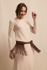 Slowlove Top manga larga estructura rústica Marfil