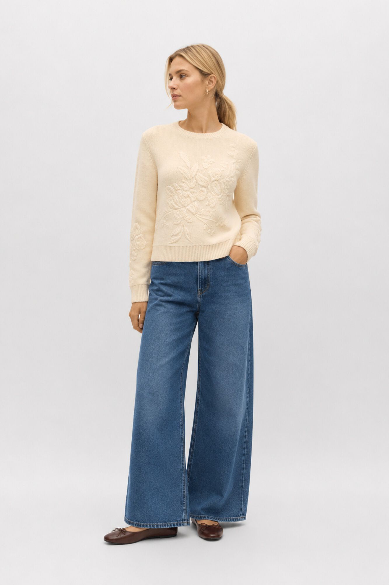 Object Jersey punto bordado flores