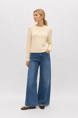 Object Jersey punto bordado flores Beige