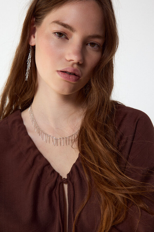 Slowlove Blusa lazadas Marr&oacute;n