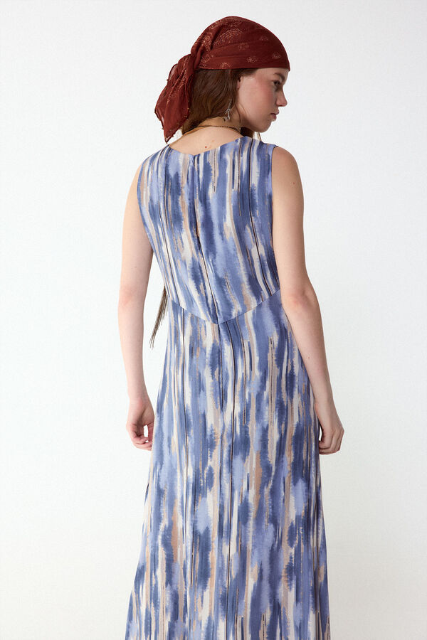 Slowlove Vestido estampado frunce Estampado azul