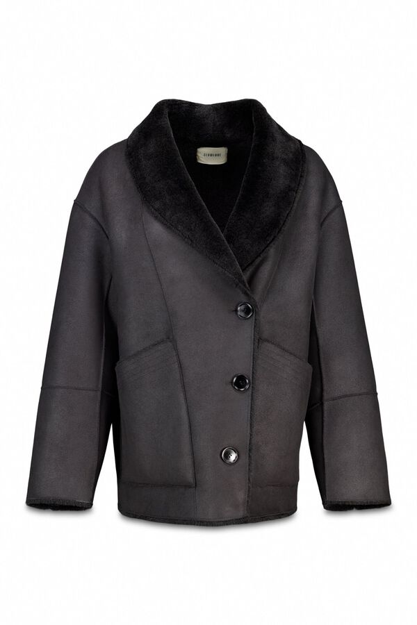 Slowlove Abrigo corto efecto doble faz Negro