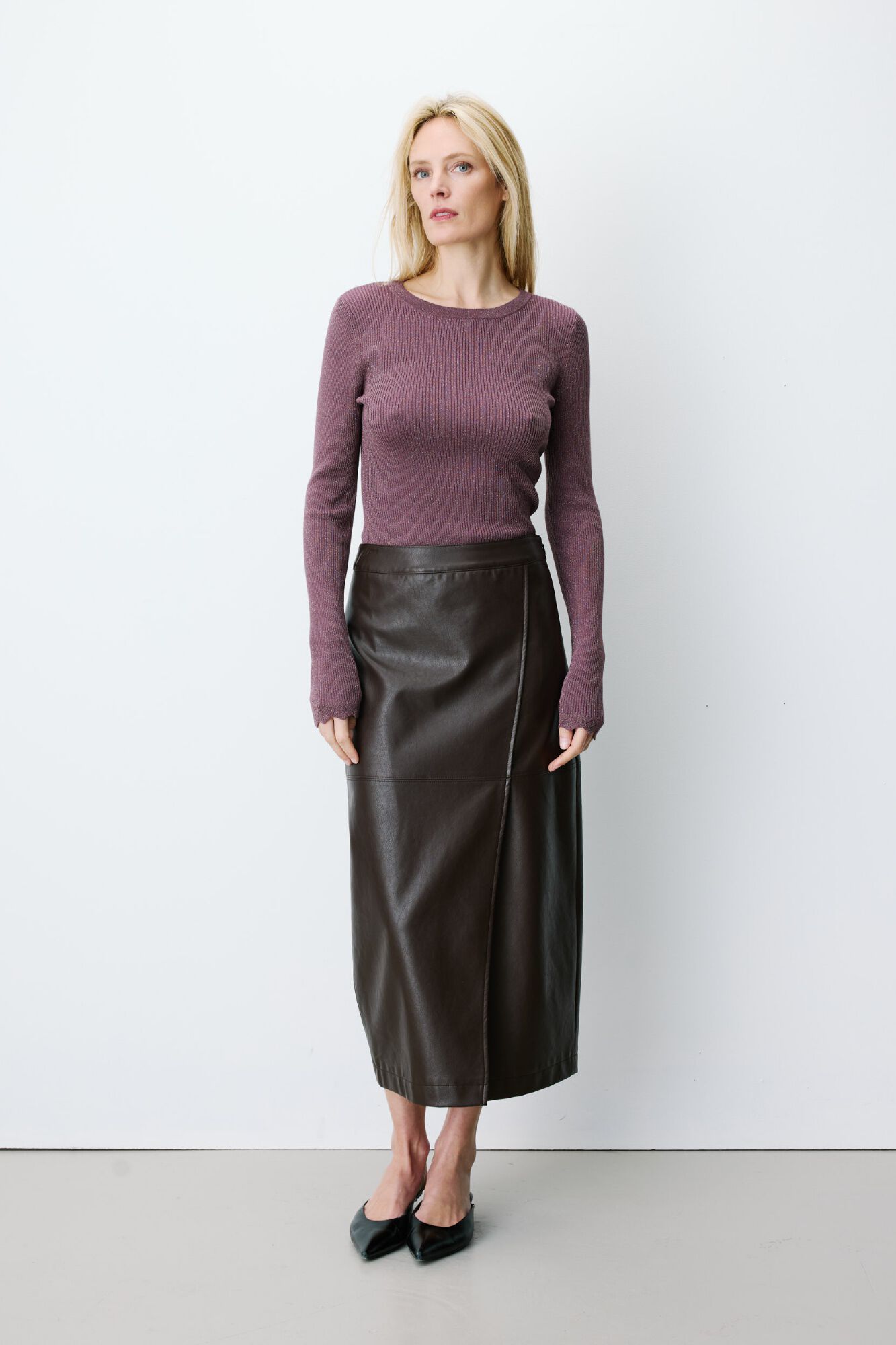 Grace & Mila Falda midi efecto piel
