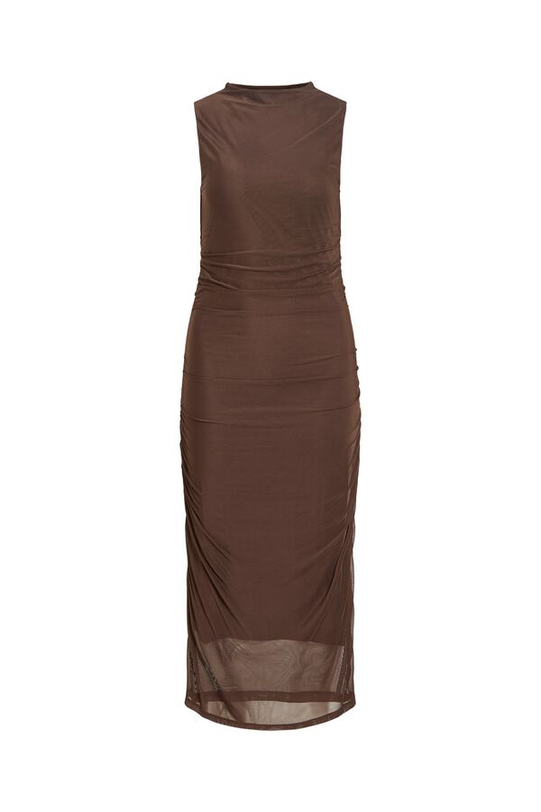 Vila Vestido midi drapeado Marr&oacute;n oscuro