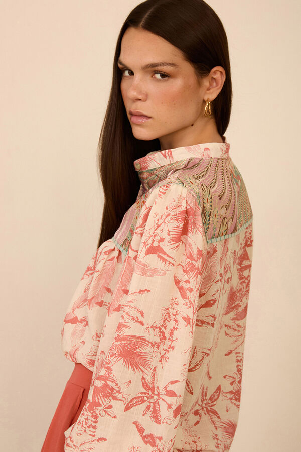 Meisie Blusa estampada bimateria Estampado blanco