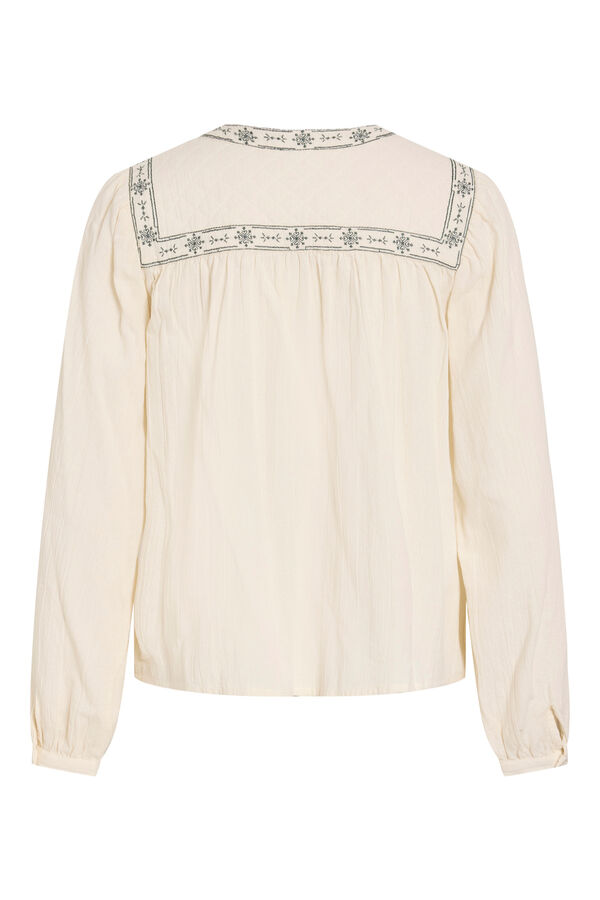 Vila Blusa bordada manga larga Beige